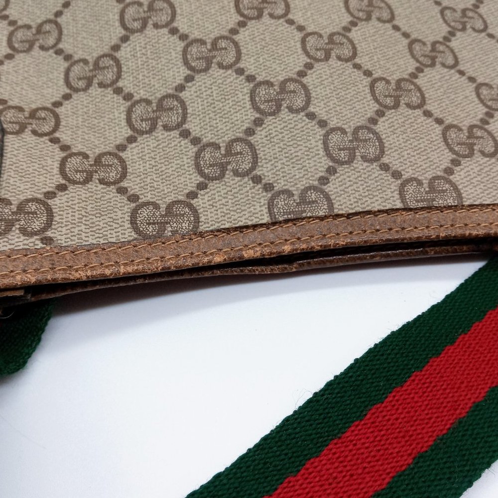 Vintage Gucci Sherry Line Guccissima Monogram Canvas Leather Tote Shoulder Bag - Picture 11 of 13